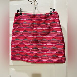 LOFT Pink and Green Aztec Patterned Mini Skirt, size 6, NWT